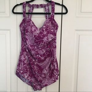 New tropical draped bathing suit